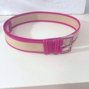Prada Women's Belt Size 90/36 – Pink & Tan Canvas Leather – Made in Italy 1C3150